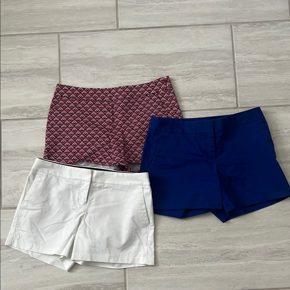 Express Bermuda Shorts White and Blue Tailored Design